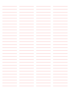 4-Column Red Lined Paper (Wide Ruled) - Letter