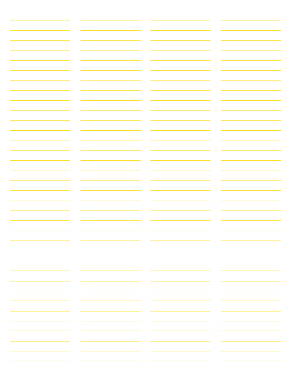 4-Column Yellow Lined Paper (College Ruled): Letter-sized paper (8.5 x 11)