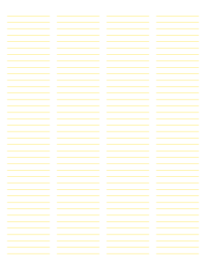 4-Column Yellow Lined Paper (Narrow Ruled) - Letter