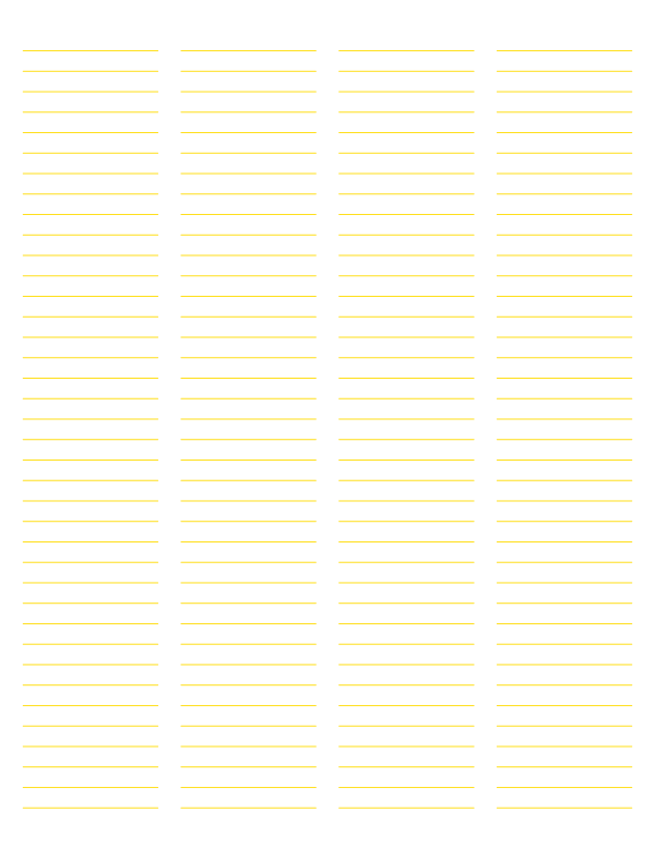 4-Column Yellow Lined Paper (Narrow Ruled): Letter-sized paper (8.5 x 11)