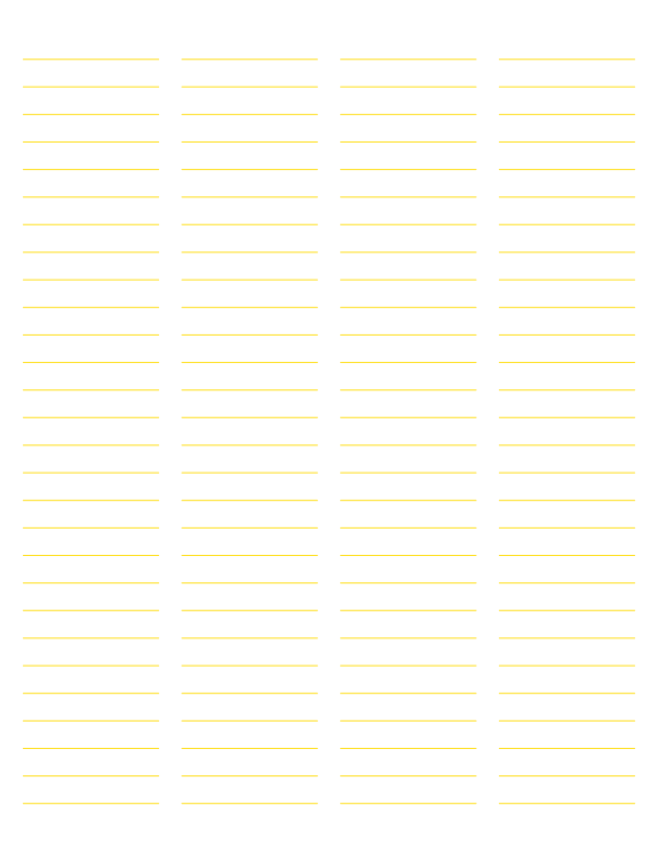 4-Column Yellow Lined Paper (Wide Ruled): Letter-sized paper (8.5 x 11)