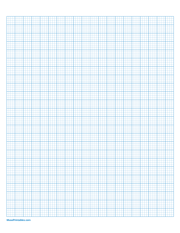 4 Squares Per Centimeter Blue Graph Paper : Letter-sized paper (8.5 x 11)