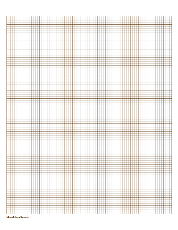 4 Squares Per Centimeter Brown Graph Paper : Letter-sized paper (8.5 x 11)