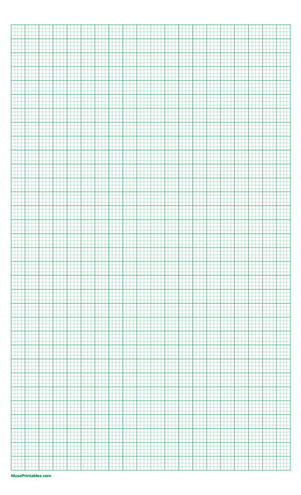 4 Squares Per Centimeter Green Graph Paper : Legal-sized paper (8.5 x 14)
