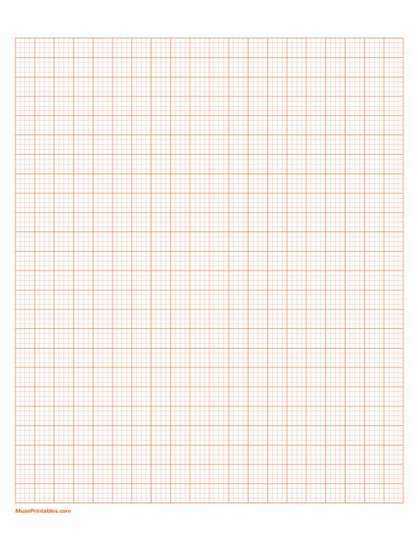 4 Squares Per Centimeter Orange Graph Paper : Letter-sized paper (8.5 x 11)