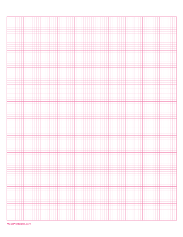 4 Squares Per Centimeter Pink Graph Paper : Letter-sized paper (8.5 x 11)