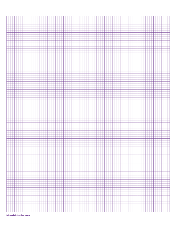 4 Squares Per Centimeter Purple Graph Paper : Letter-sized paper (8.5 x 11)