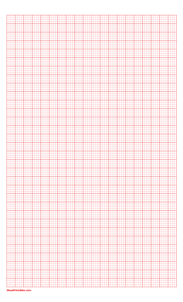 4 Squares Per Centimeter Red Graph Paper : Legal-sized paper (8.5 x 14)