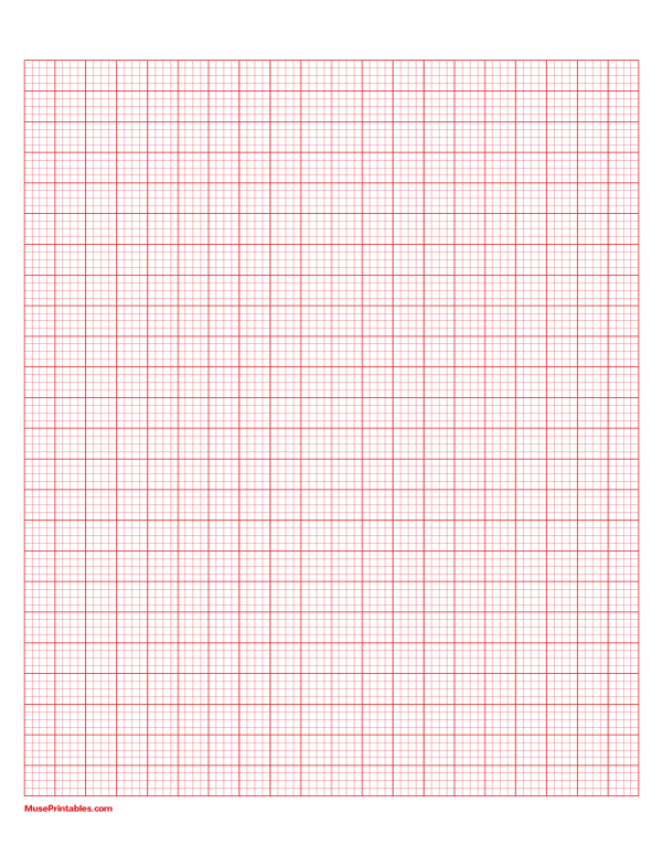 4 Squares Per Centimeter Red Graph Paper : Letter-sized paper (8.5 x 11)