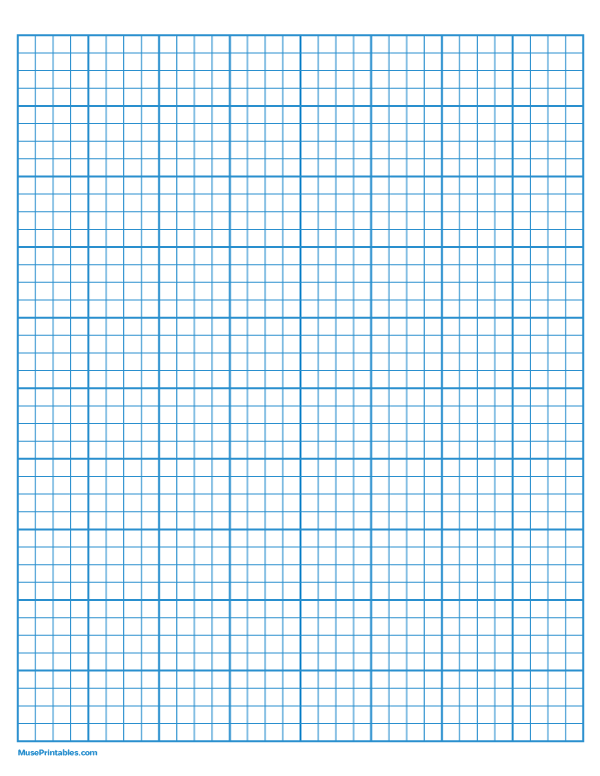 4 Squares Per Inch Blue Graph Paper : Letter-sized paper (8.5 x 11)