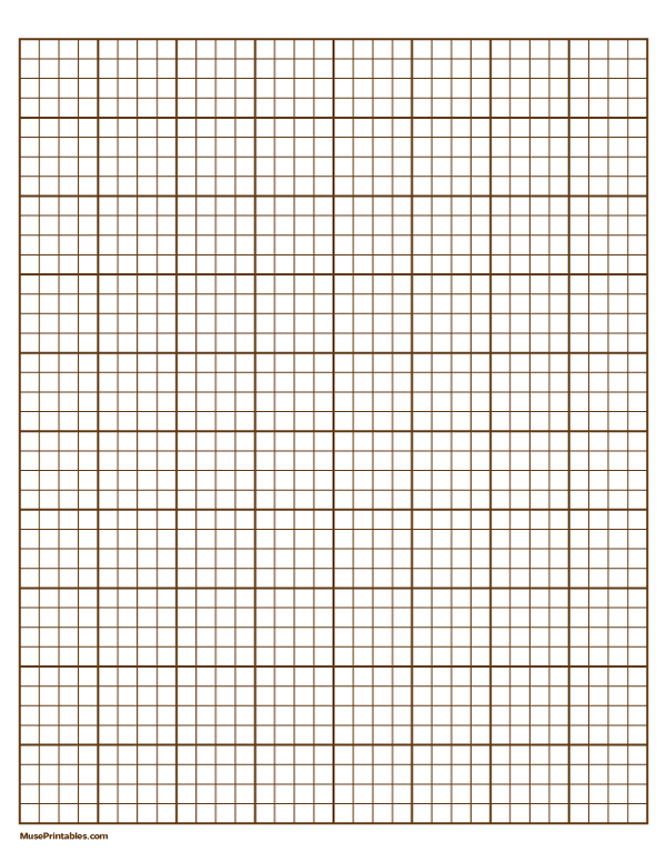 4 Squares Per Inch Brown Graph Paper : Letter-sized paper (8.5 x 11)