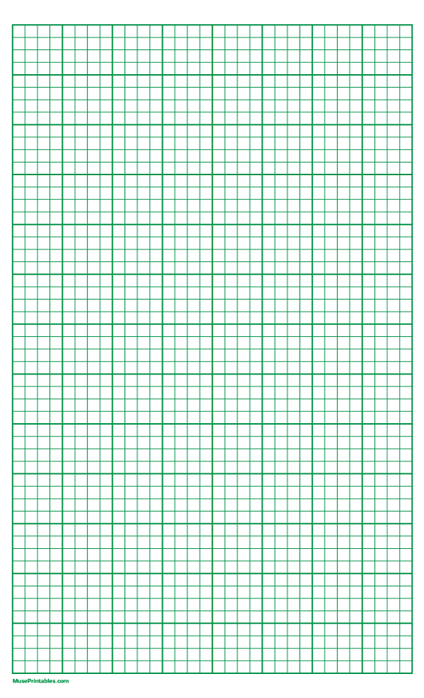4 Squares Per Inch Green Graph Paper : Legal-sized paper (8.5 x 14)