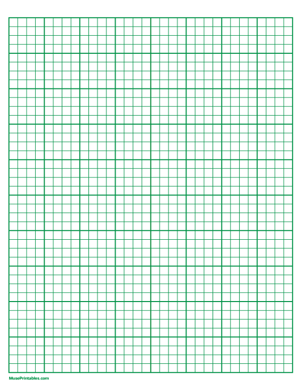 4 Squares Per Inch Green Graph Paper : Letter-sized paper (8.5 x 11)