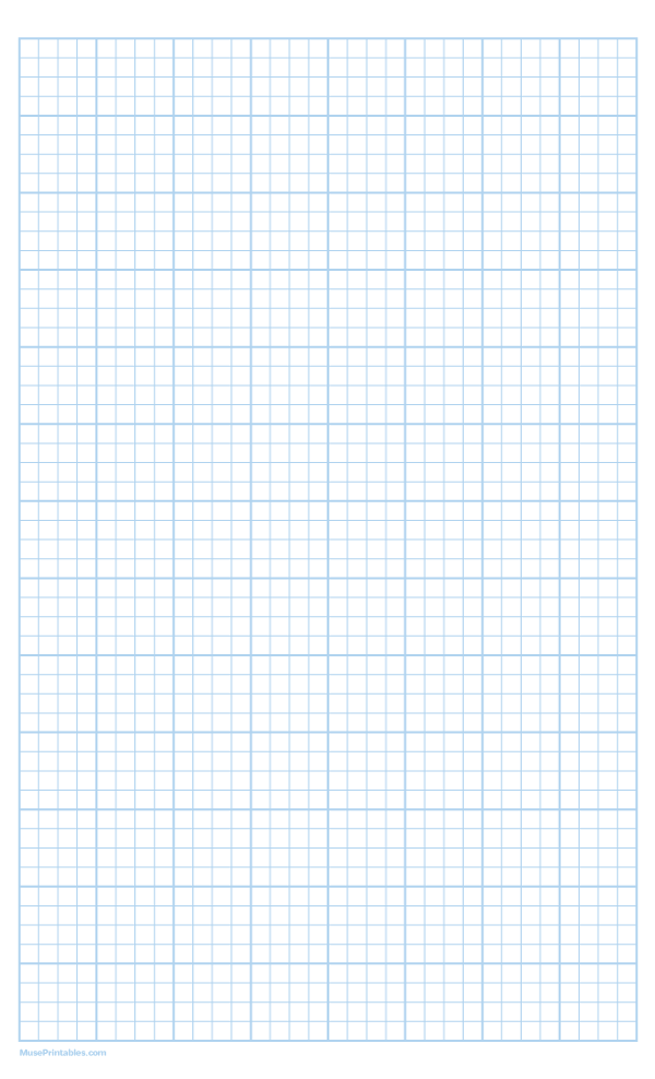 4 Squares Per Inch Light Blue Graph Paper : Legal-sized paper (8.5 x 14)