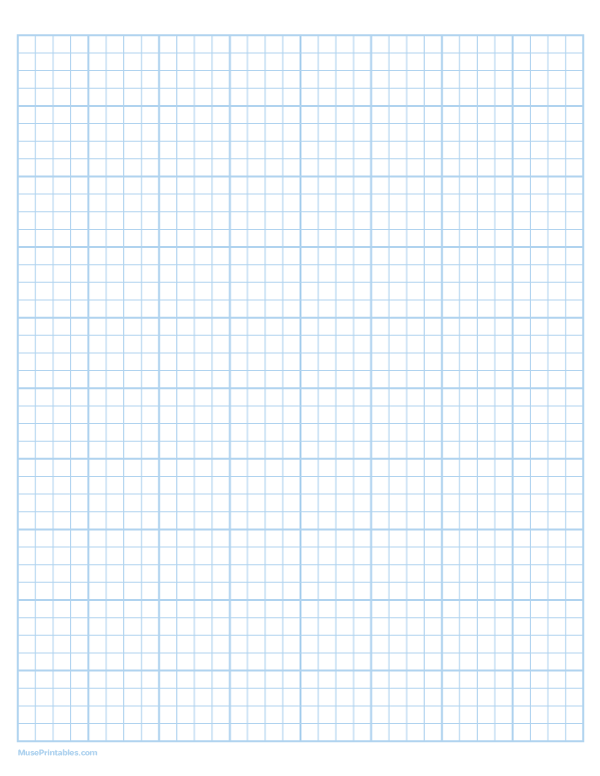 4 Squares Per Inch Light Blue Graph Paper : Letter-sized paper (8.5 x 11)