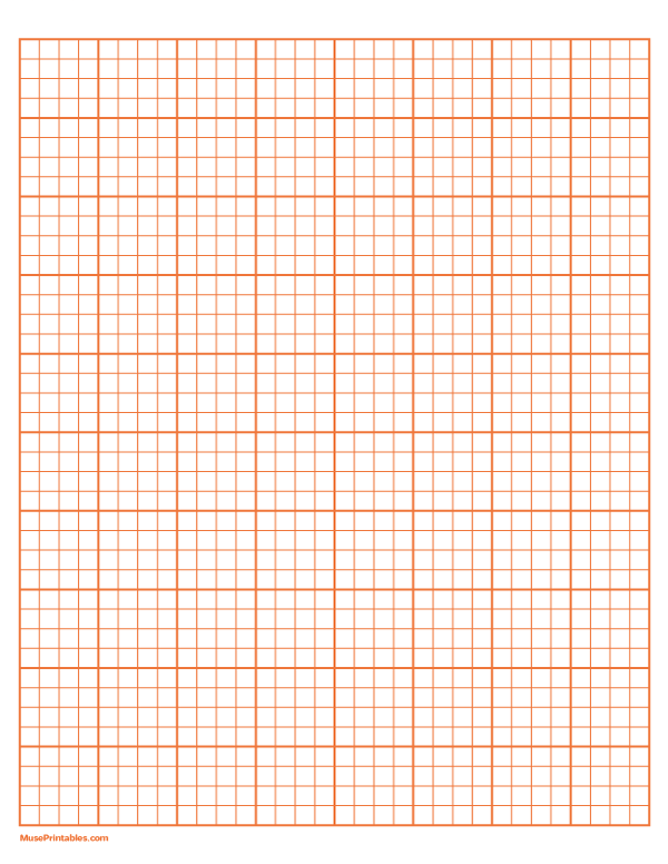 4 Squares Per Inch Orange Graph Paper : Letter-sized paper (8.5 x 11)