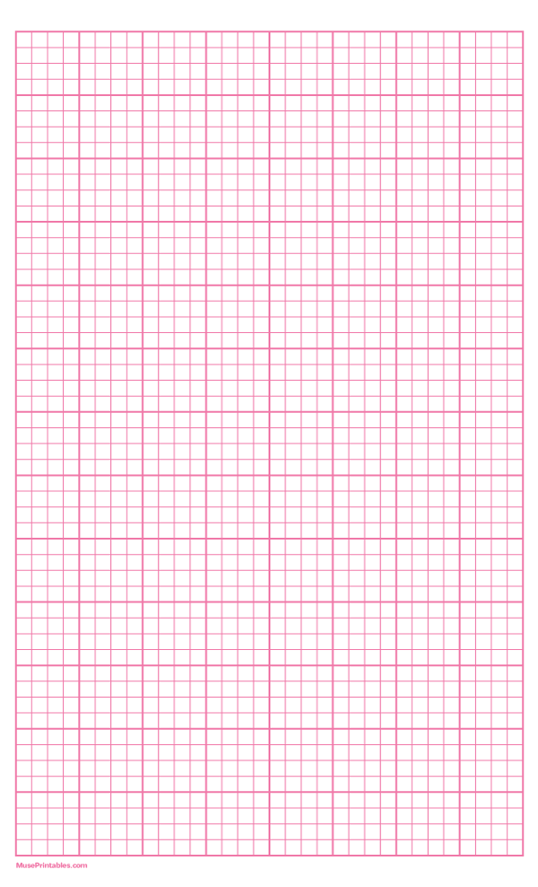 4 Squares Per Inch Pink Graph Paper : Legal-sized paper (8.5 x 14)