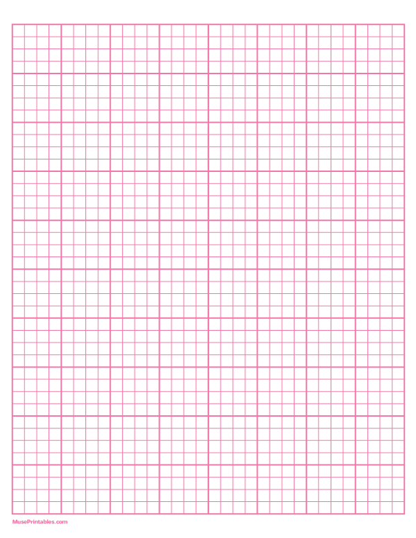 4 Squares Per Inch Pink Graph Paper : Letter-sized paper (8.5 x 11)