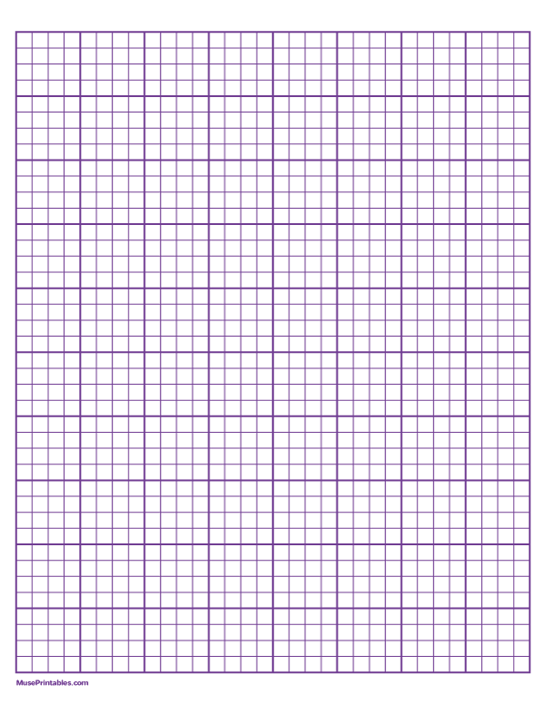 4 Squares Per Inch Purple Graph Paper : Letter-sized paper (8.5 x 11)