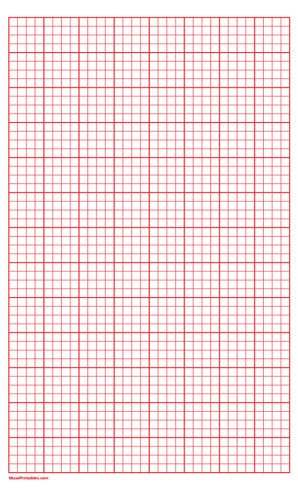 4 Squares Per Inch Red Graph Paper : Legal-sized paper (8.5 x 14)