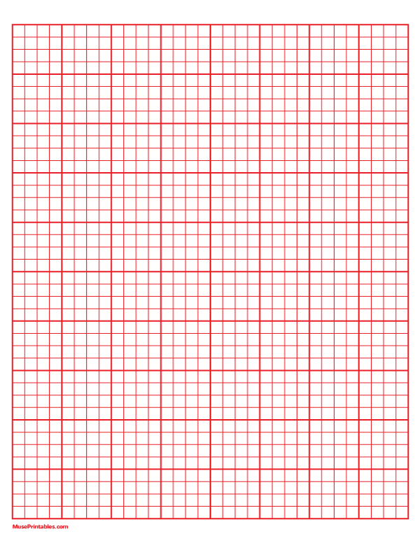 4 Squares Per Inch Red Graph Paper : Letter-sized paper (8.5 x 11)