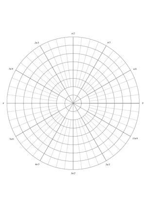 48 Spoke Radians Polar Graph Paper  - A4