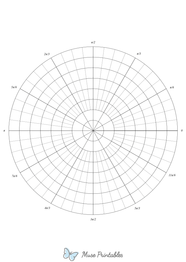 48 Spoke Radians Polar Graph Paper : A4-sized paper (8.27 x 11.69)