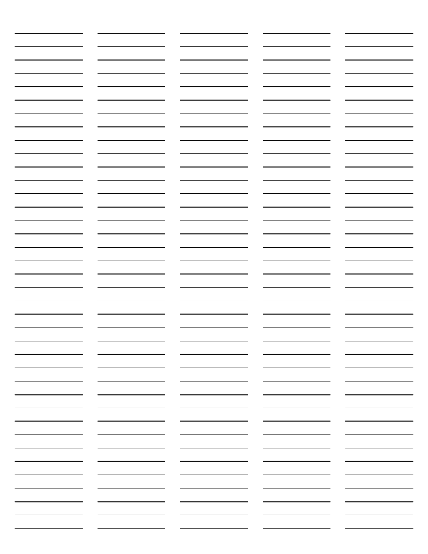 5-Column Black Lined Paper (Narrow Ruled): Letter-sized paper (8.5 x 11)