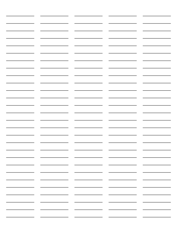 5-Column Black Lined Paper (Wide Ruled): Letter-sized paper (8.5 x 11)