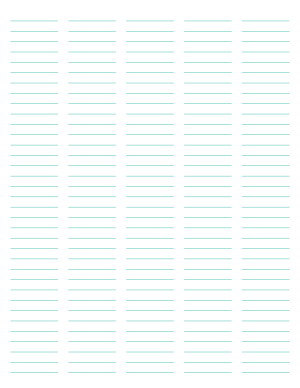 5-Column Blue-Green Lined Paper (College Ruled) - Letter