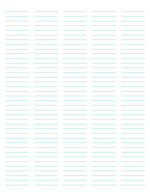 5-Column Blue-Green Lined Paper (Narrow Ruled) - Letter
