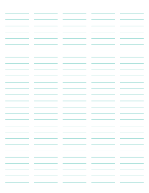 5-Column Blue-Green Lined Paper (Wide Ruled) - Letter