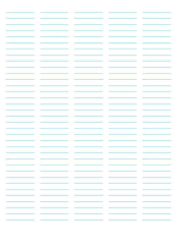 5-Column Blue Lined Paper (College Ruled): Letter-sized paper (8.5 x 11)