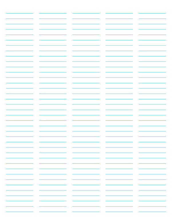 5-Column Blue Lined Paper (Narrow Ruled): Letter-sized paper (8.5 x 11)