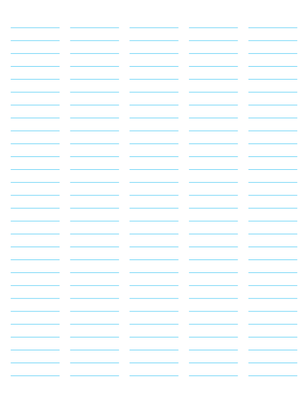 5-Column Blue Lined Paper (Wide Ruled): Letter-sized paper (8.5 x 11)