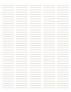 5-Column Brown Lined Paper (Narrow Ruled) - Letter