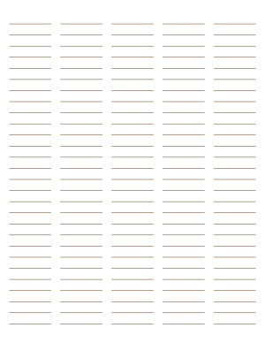 5-Column Brown Lined Paper (Wide Ruled) - Letter
