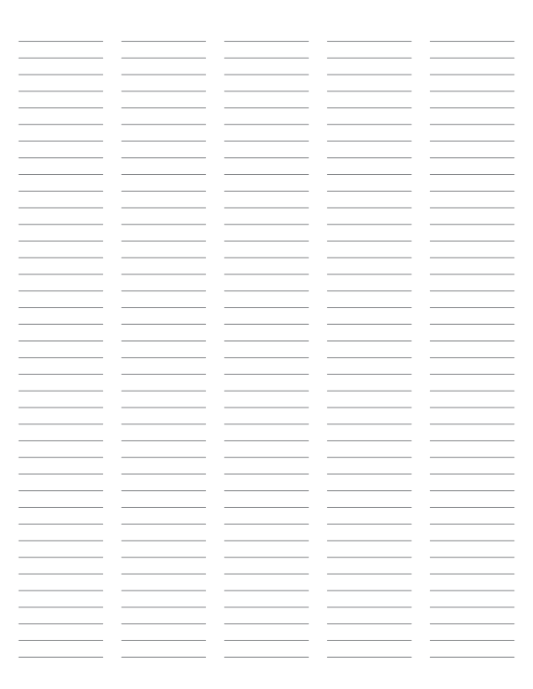 5-Column Gray Lined Paper (Narrow Ruled): Letter-sized paper (8.5 x 11)