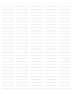 5-Column Gray Lined Paper (Wide Ruled) - Letter