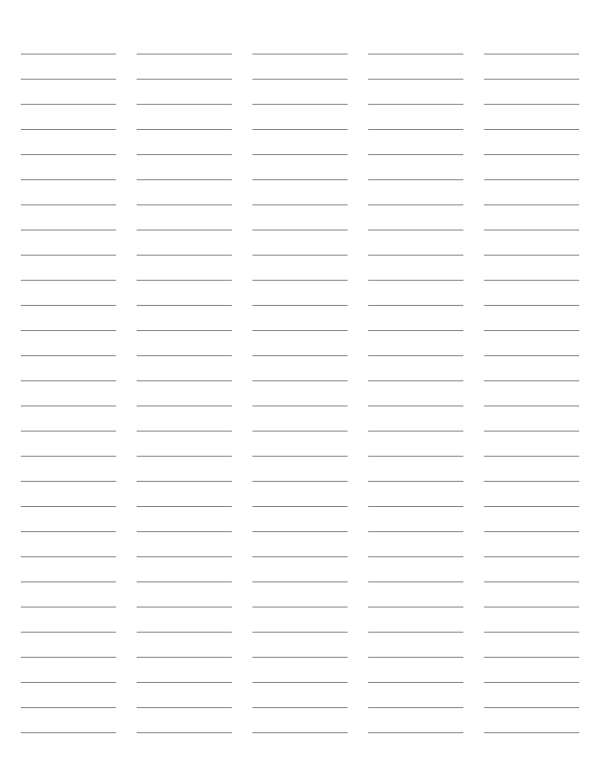 5-Column Gray Lined Paper (Wide Ruled): Letter-sized paper (8.5 x 11)