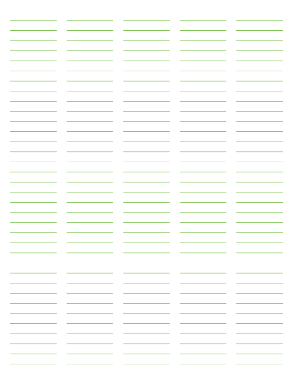 5-Column Green Lined Paper (College Ruled): Letter-sized paper (8.5 x 11)