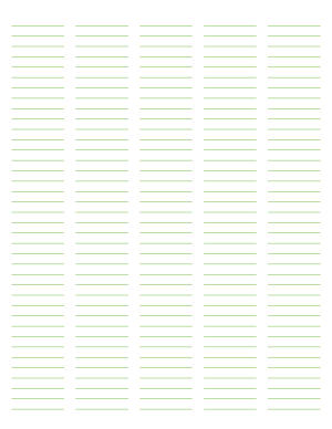 5-Column Green Lined Paper (Narrow Ruled) - Letter