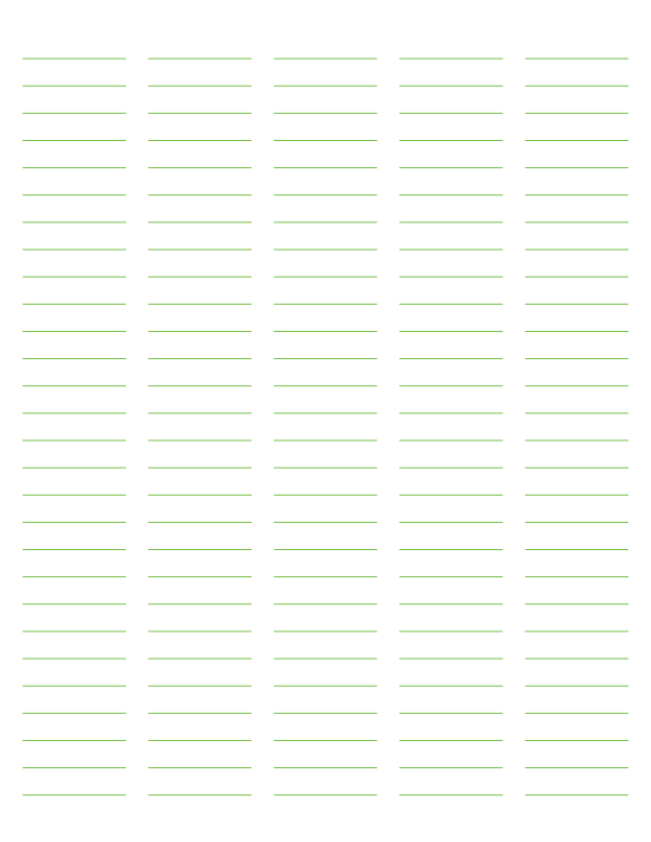 printable 5 column green lined paper wide ruled for letter paper