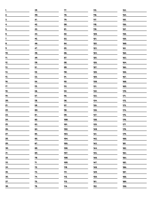 5-Column Numbered Black Lined Paper (Narrow Ruled) - Letter