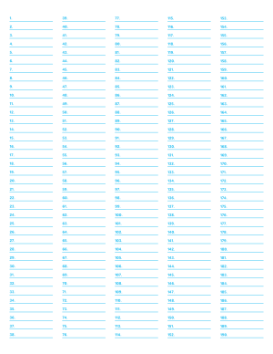 5-Column Numbered Blue Lined Paper (Narrow Ruled) - Letter