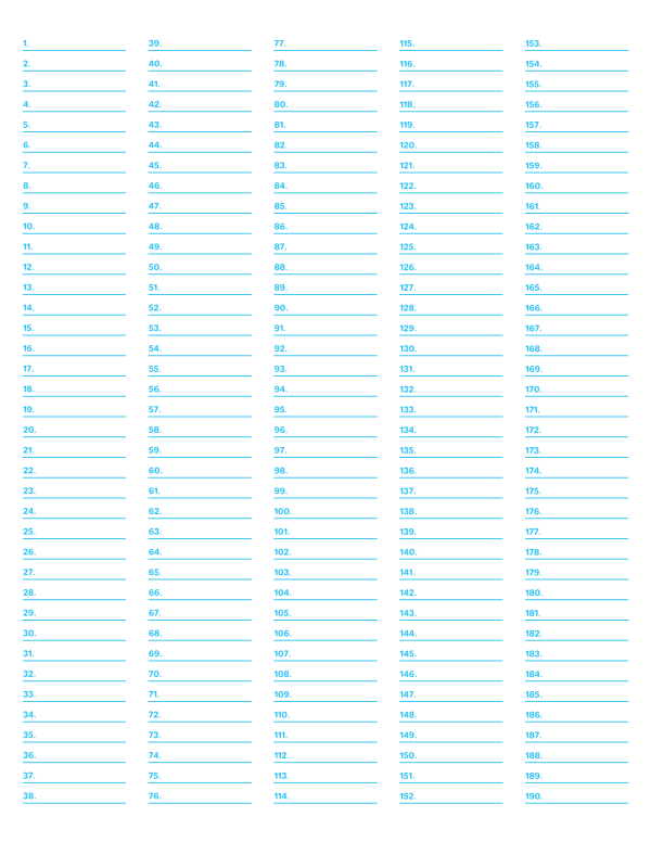 5-Column Numbered Blue Lined Paper (Narrow Ruled): Letter-sized paper (8.5 x 11)