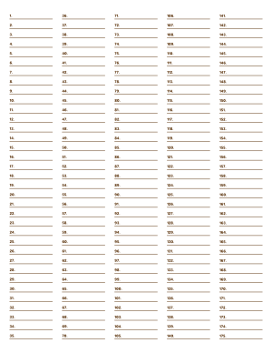 5-Column Numbered Brown Lined Paper (College Ruled) - Letter