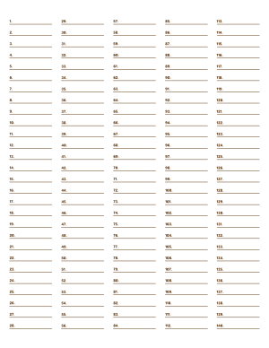 5-Column Numbered Brown Lined Paper (Wide Ruled) - Letter