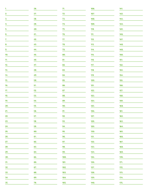 5-Column Numbered Green Lined Paper (College Ruled) - Letter