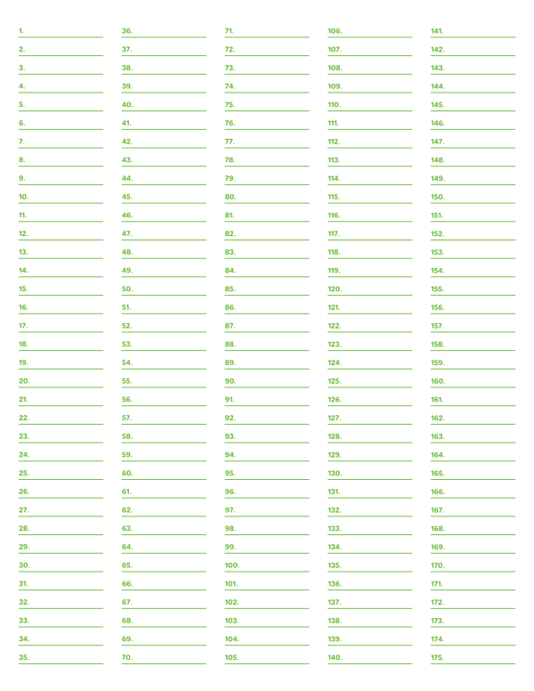 5-Column Numbered Green Lined Paper (College Ruled): Letter-sized paper (8.5 x 11)
